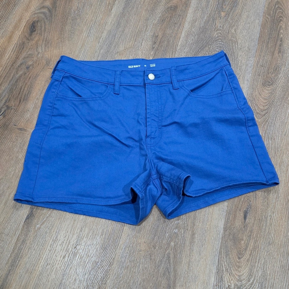 Old Navy High-Rise Wow Shorts Royal Blue Size 12 Stretch Twill 5-Pocket Casual